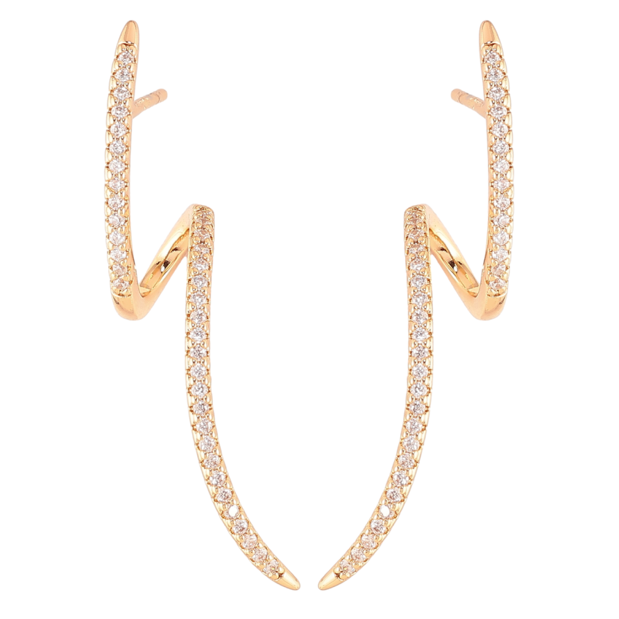 Серьги Xuping Позолота 18K пусеты Витые дорожки циркония фото №1 Серьги Xuping Позолота 18K пусеты Витые дорожки циркония фото №1