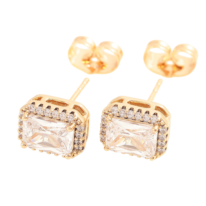 Серьги Xuping Позолота 18K пусеты Фианиты в обрамлении циркония 7х9мм фото №1 Серьги Xuping Позолота 18K пусеты Фианиты в обрамлении циркония 7х9мм фото №1