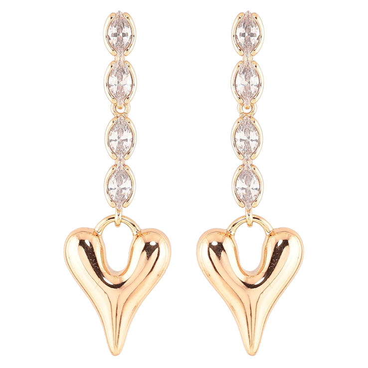 Серьги Xuping Позолота 18K пусеты Подвески с цирконием и сердечками фото №6 Серьги Xuping Позолота 18K пусеты Подвески с цирконием и сердечками фото №6