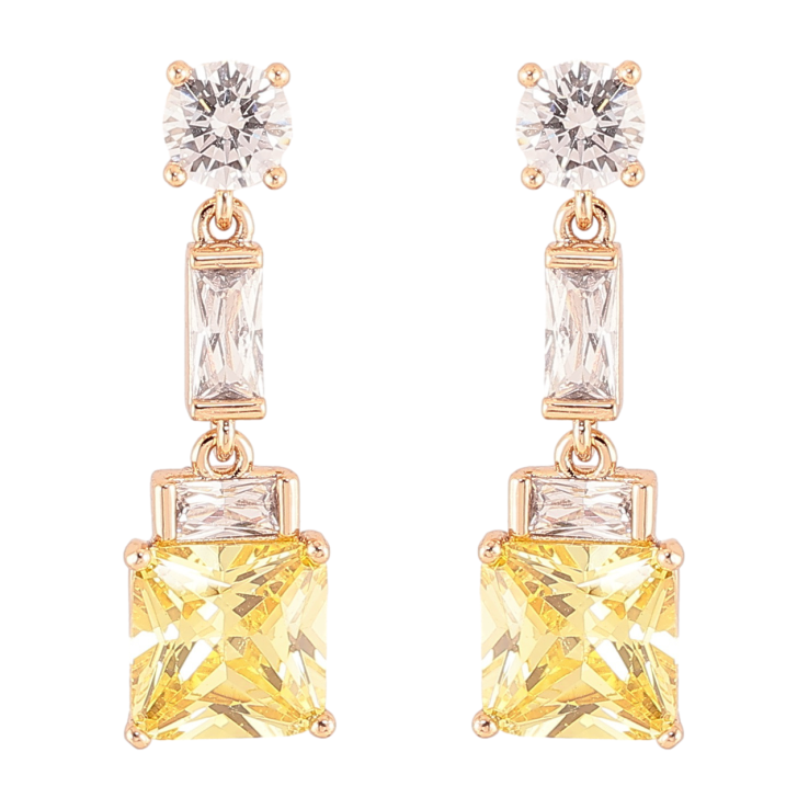 Серьги Xuping Позолота 18K пусеты Кристальные подвески с желтыми фианитами фото №15