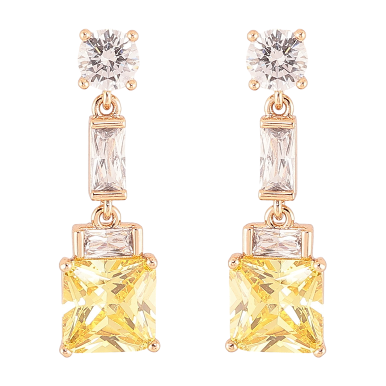 Серьги Xuping Позолота 18K пусеты Кристальные подвески с желтыми фианитами фото №1 Серьги Xuping Позолота 18K пусеты Кристальные подвески с желтыми фианитами фото №1