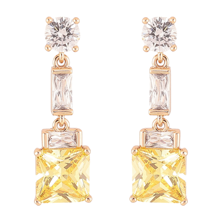 Серьги Xuping Позолота 18K пусеты Кристальные подвески с желтыми фианитами фото №1 Серьги Xuping Позолота 18K пусеты Кристальные подвески с желтыми фианитами фото №1