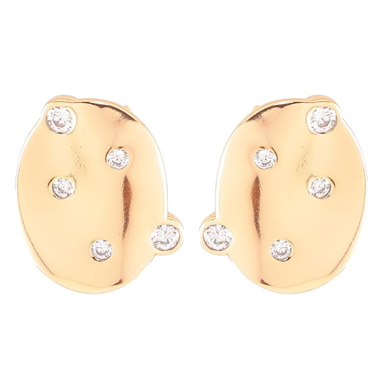Серьги Xuping Позолота 18K пусеты Овалы с россыпью циркония фото №1 Серьги Xuping Позолота 18K пусеты Овалы с россыпью циркония фото №1