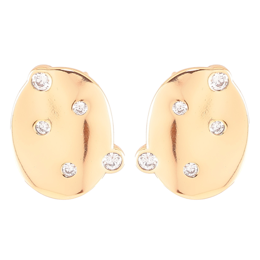 Серьги Xuping Позолота 18K пусеты Овалы с россыпью циркония фото №1
