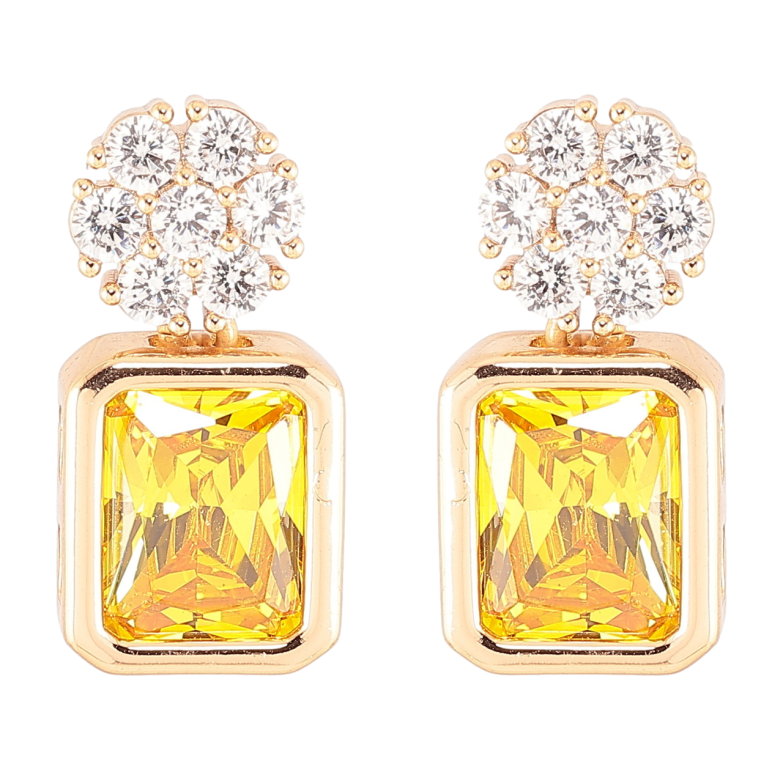 Серьги Xuping Позолота 18K пусеты Кристальные цветочки с желтыми фианитами фото №1 Серьги Xuping Позолота 18K пусеты Кристальные цветочки с желтыми фианитами фото №1