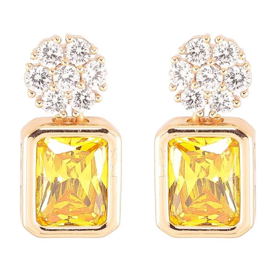 Серьги Xuping Позолота 18K пусеты Кристальные цветочки с желтыми фианитами фото №1 Серьги Xuping Позолота 18K пусеты Кристальные цветочки с желтыми фианитами фото №1