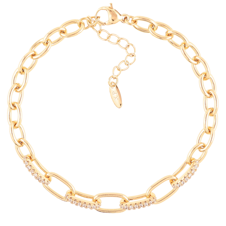 Браслет Xuping Позолота 18K Цепочка Якорная с цирконием размер с доп.цепочкой 17-20.5см х 5мм фото №9 Браслет Xuping Позолота 18K Цепочка Якорная с цирконием размер с доп.цепочкой 17-20.5см х 5мм фото №9