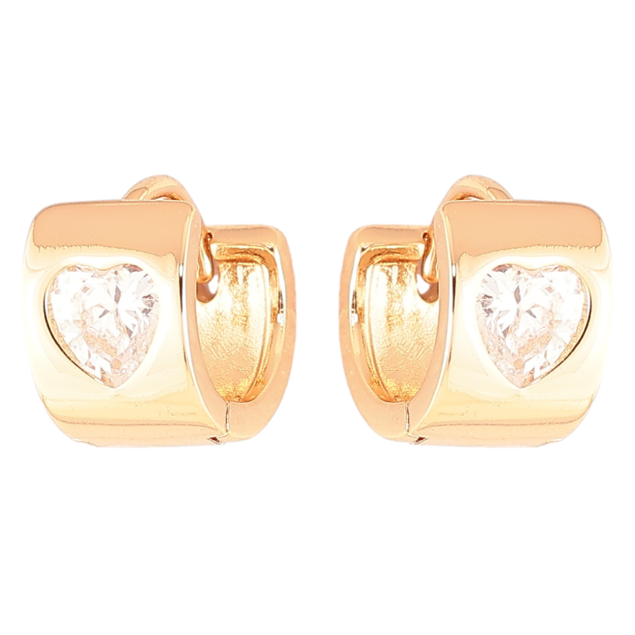 Серьги Xuping Позолота 18K колечки Кристальные сердечки фото №1 Серьги Xuping Позолота 18K колечки Кристальные сердечки фото №1