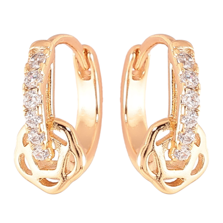 Серьги Xuping Позолота 18K колечки Дорожка циркония с цветочком фото №21