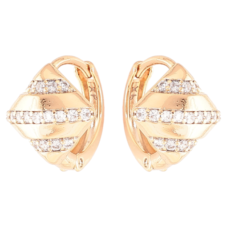 Серьги Xuping Позолота 18K колечки Ромбы с дорожками циркония фото №23 Серьги Xuping Позолота 18K колечки Ромбы с дорожками циркония фото №23