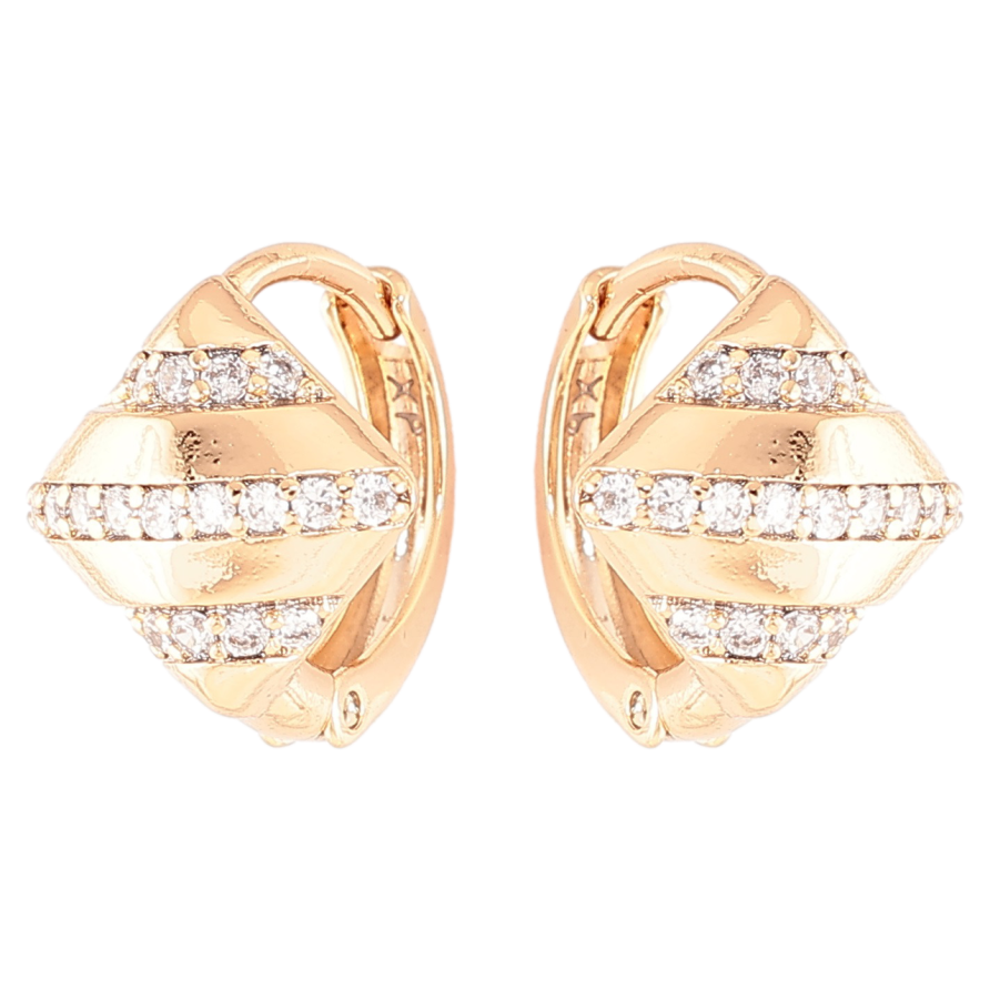 Серьги Xuping Позолота 18K колечки Ромбы с дорожками циркония фото №1