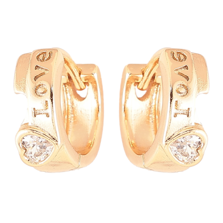 Серьги Xuping Позолота 18K колечки Love с кристальными сердечками фото №12