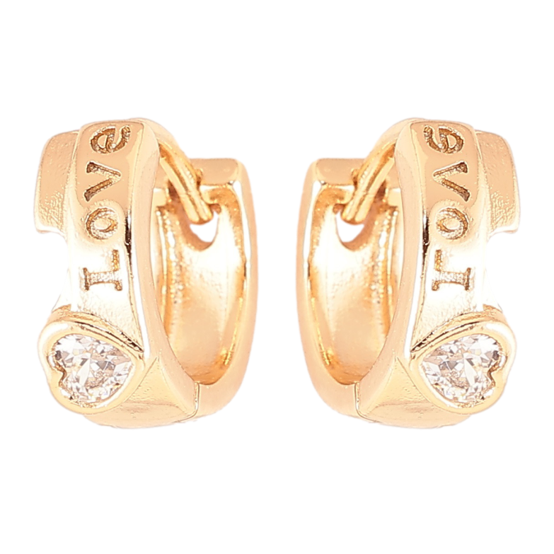 Серьги Xuping Позолота 18K колечки Love с кристальными сердечками фото №1