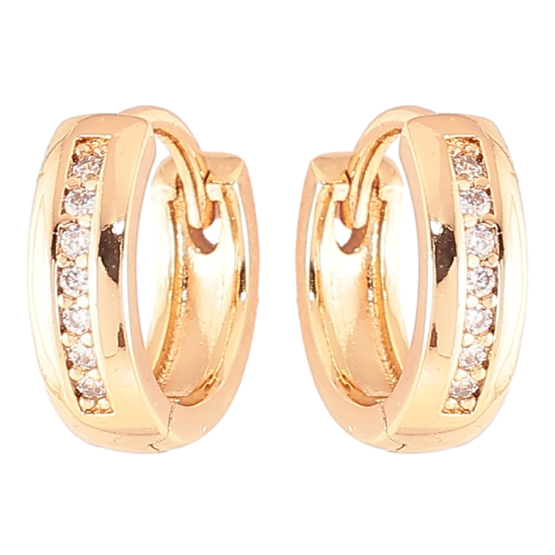 Сережки Xuping Позолота 18K колечка «Доріжки цирконію» фото №3