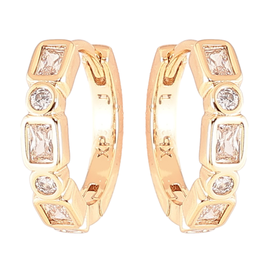 Серьги Xuping Позолота 18K колечки Дорожки циркония фото №1 Серьги Xuping Позолота 18K колечки Дорожки циркония фото №1