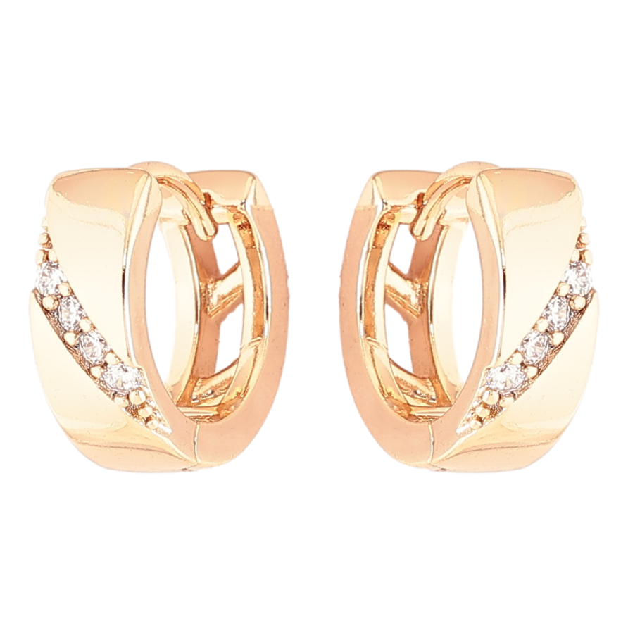 Серьги Xuping Позолота 18K колечки Узор с дорожками циркония фото №1