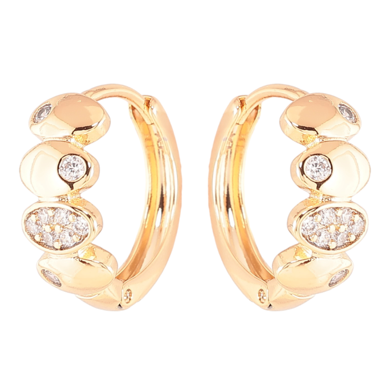 Сережки Xuping Позолота 18K колечка «Візерунок з цирконієм» фото №1 Сережки Xuping Позолота 18K колечка «Візерунок з цирконієм» фото №1