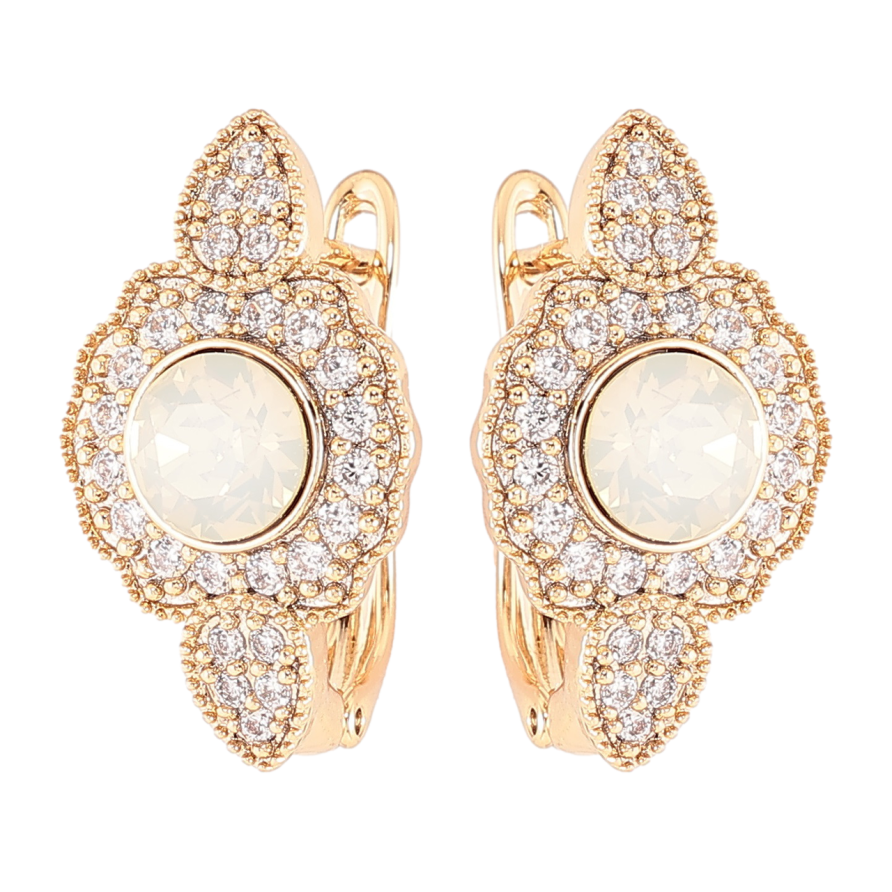 Сережки Xuping колір 18K з кристалами Swarovski англійський замок «White Opal з інкрустацією кристалами» фото №1 Сережки Xuping колір 18K з кристалами Swarovski англійський замок «White Opal з інкрустацією кристалами» фото №1