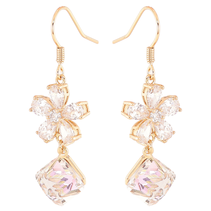 Сережки Xuping колір 18K з кристалами Swarovski французький замок «Кришталева квітка з кубом Paradise» фото №24