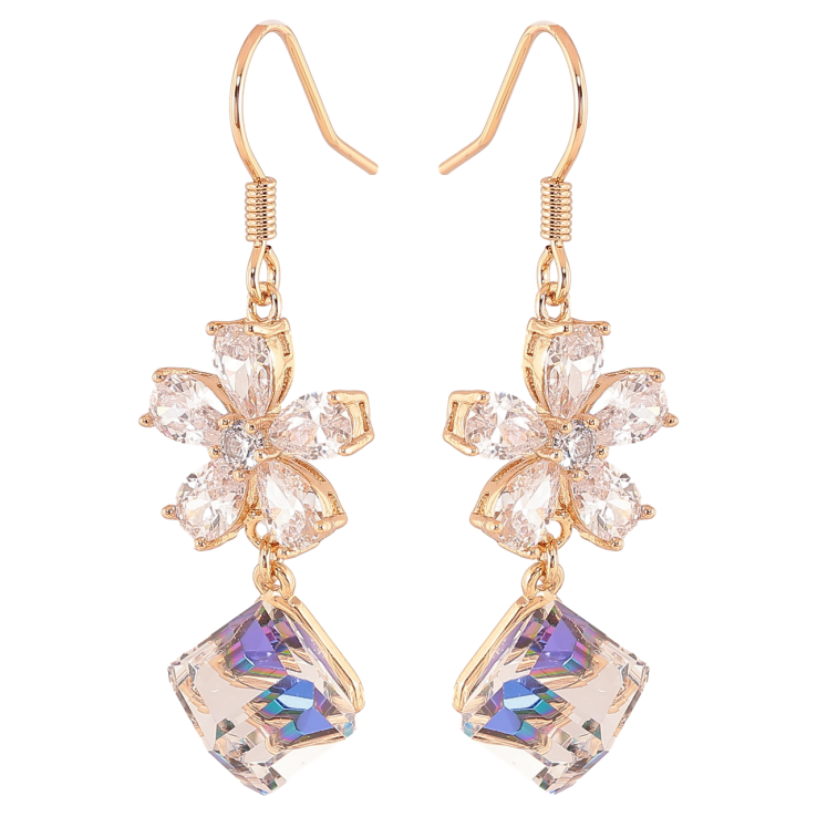 Сережки Xuping колір 18K з кристалами Swarovski французький замок «Кришталева квітка з кубом Capri Blue» фото №25