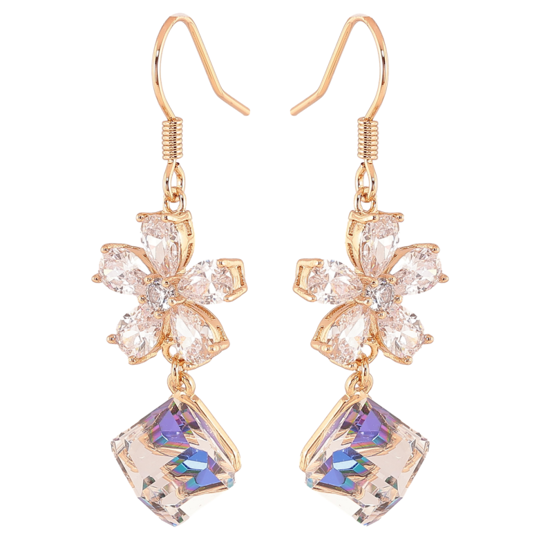 Сережки Xuping колір 18K з кристалами Swarovski французький замок «Кришталева квітка з кубом Capri Blue» фото №20