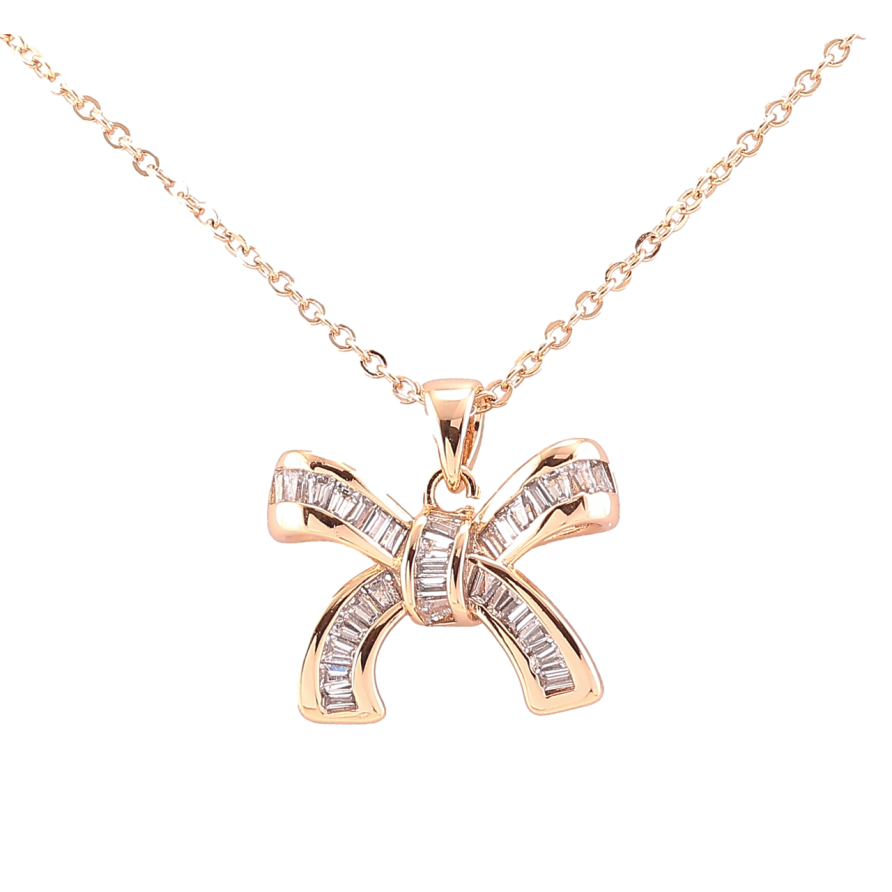 Кулон на цепочке Xuping Позолота 18K Бант с цирконием длина 40-43см х 1.5мм фото №1 Кулон на цепочке Xuping Позолота 18K Бант с цирконием длина 40-43см х 1.5мм фото №1