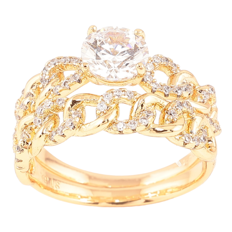 Кольцо Xuping Позолота 18K Двойное, узор цепочка с цирконием фото №20 Кольцо Xuping Позолота 18K Двойное, узор цепочка с цирконием фото №20