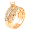 Кольцо Xuping Позолота 18K Двойное с инкрустацией цирконием фото №3 Кольцо Xuping Позолота 18K Двойное с инкрустацией цирконием фото №3