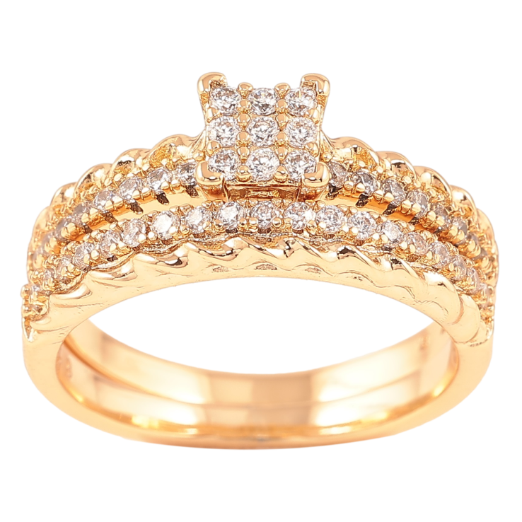 Каблучка Xuping Позолота 18K «Подвійне з інкрустацією цирконієм» фото №12 Каблучка Xuping Позолота 18K «Подвійне з інкрустацією цирконієм» фото №12
