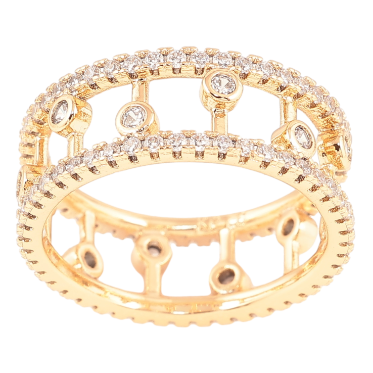 Кольцо Xuping Позолота 18K Инкрустация цирконием, шир. 8мм фото №17