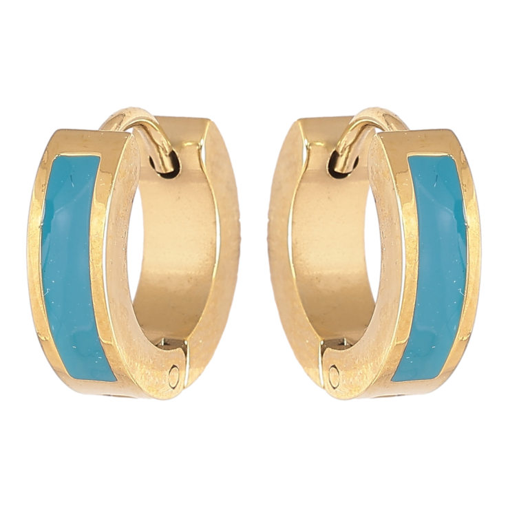 Серьги Xuping TTM Stainless Steel цвет 14К колечки Узор голубой эмалью фото №4 Серьги Xuping TTM Stainless Steel цвет 14К колечки Узор голубой эмалью фото №4