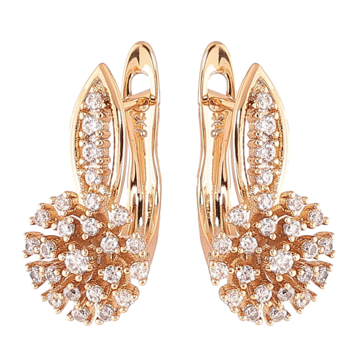 Серьги Xuping Позолота 18K английский замок Цветочки с инкрустацией цирконием фото №12 Серьги Xuping Позолота 18K английский замок Цветочки с инкрустацией цирконием фото №12