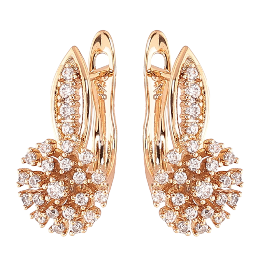 Серьги Xuping Позолота 18K английский замок Цветочки с инкрустацией цирконием фото №1 Серьги Xuping Позолота 18K английский замок Цветочки с инкрустацией цирконием фото №1