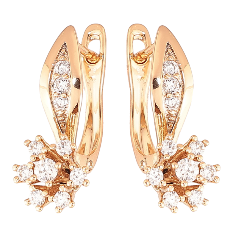 Сережки Xuping Позолота 18K англійський замок «Квіточки з цирконієм» фото №3 Сережки Xuping Позолота 18K англійський замок «Квіточки з цирконієм» фото №3