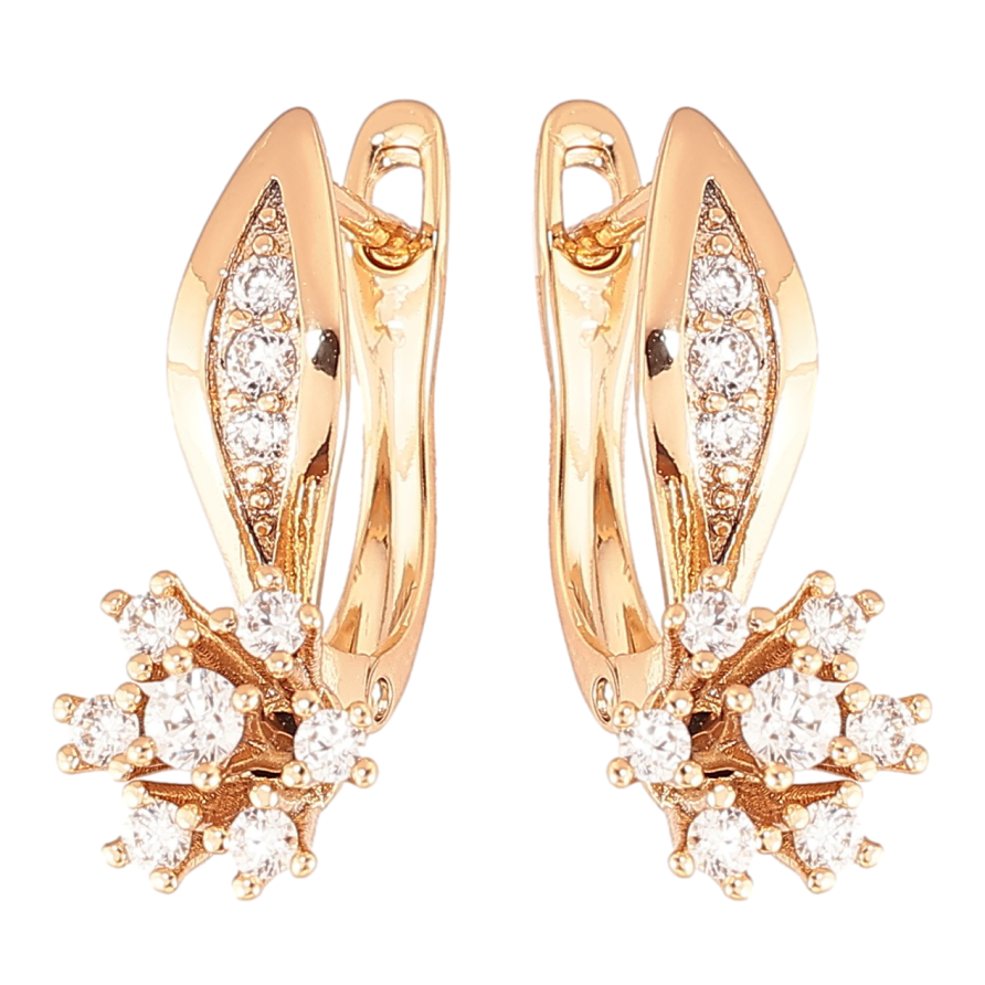Серьги Xuping Позолота 18K английский замок Цветочки с цирконием фото №1 Серьги Xuping Позолота 18K английский замок Цветочки с цирконием фото №1
