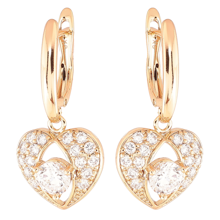 Серьги Xuping Позолота 18K английский замок Большие сердечки с инкрустацией цирконием фото №4 Серьги Xuping Позолота 18K английский замок Большие сердечки с инкрустацией цирконием фото №4