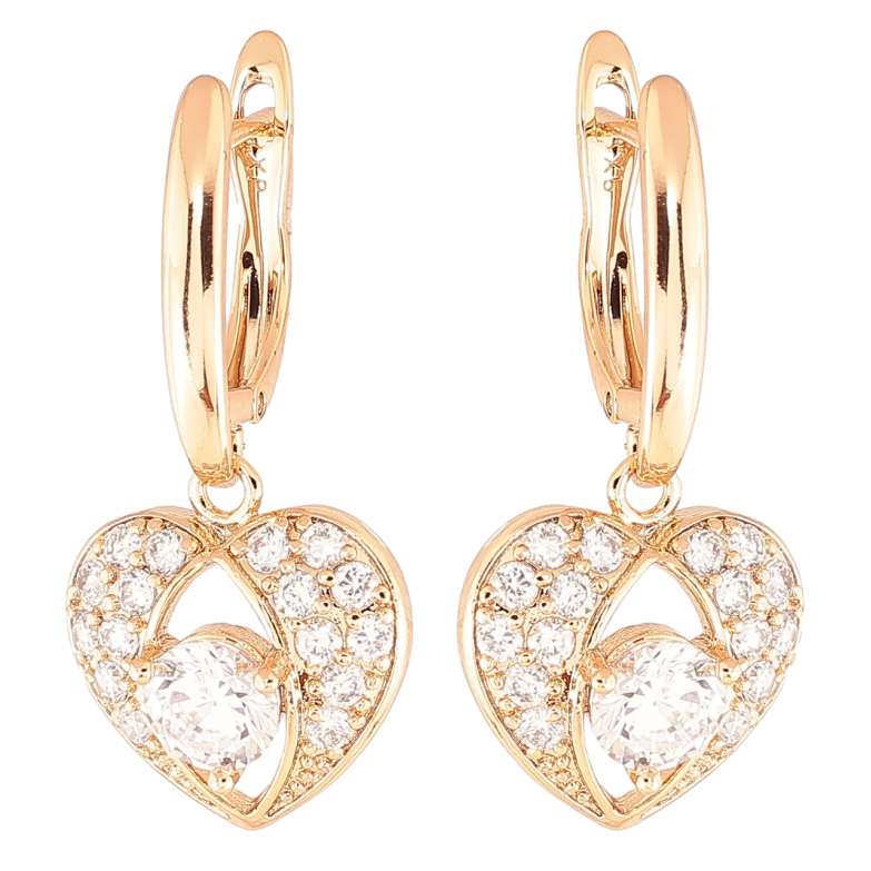 Серьги Xuping Позолота 18K английский замок Большие сердечки с инкрустацией цирконием фото №1 Серьги Xuping Позолота 18K английский замок Большие сердечки с инкрустацией цирконием фото №1