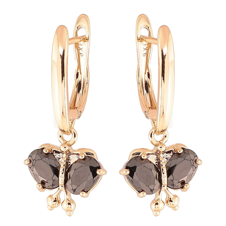 Серьги Xuping Позолота 18K английский замок Бабочки с черными фианитами фото №17 Серьги Xuping Позолота 18K английский замок Бабочки с черными фианитами фото №17