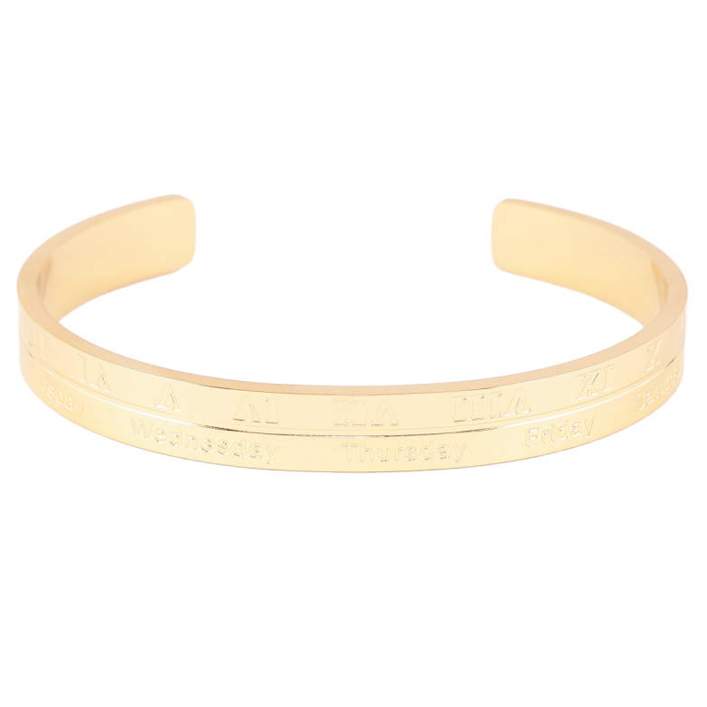 Браслет Xuping ТТМ Stainless Steel колір 14K Римські цифри з днями тижня» ø 6см фото №5 Браслет Xuping ТТМ Stainless Steel колір 14K Римські цифри з днями тижня» ø 6см фото №5