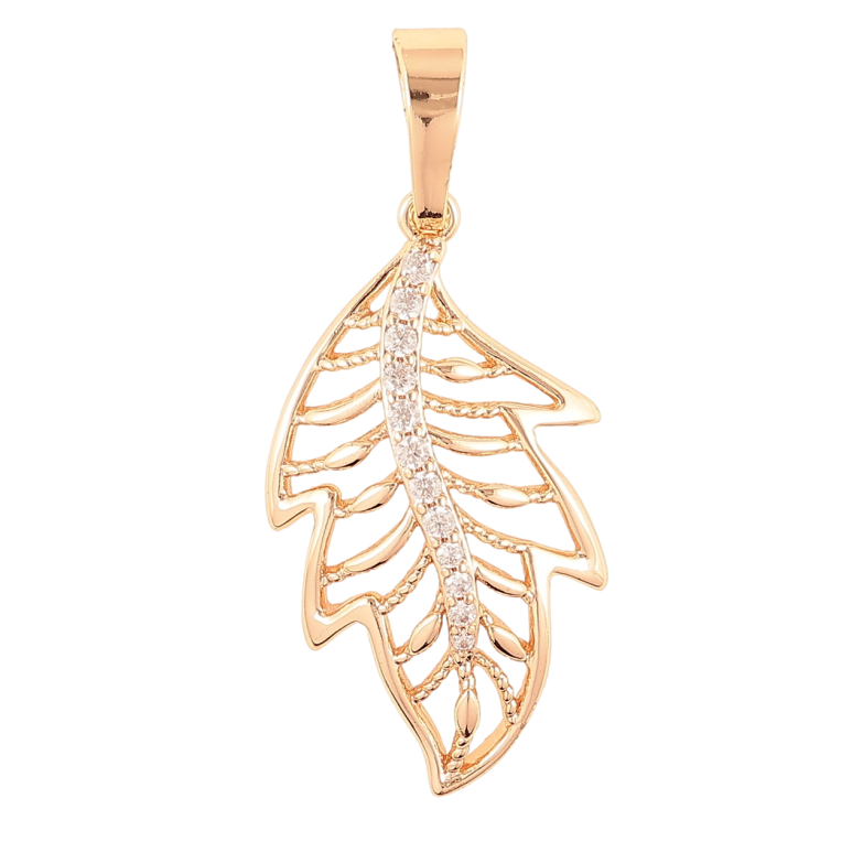 Кулон Xuping M&L Колір 18K «Різьблений листок з цирконієм» для ланцюжка до 7мм фото №2 Кулон Xuping M&L Колір 18K «Різьблений листок з цирконієм» для ланцюжка до 7мм фото №2