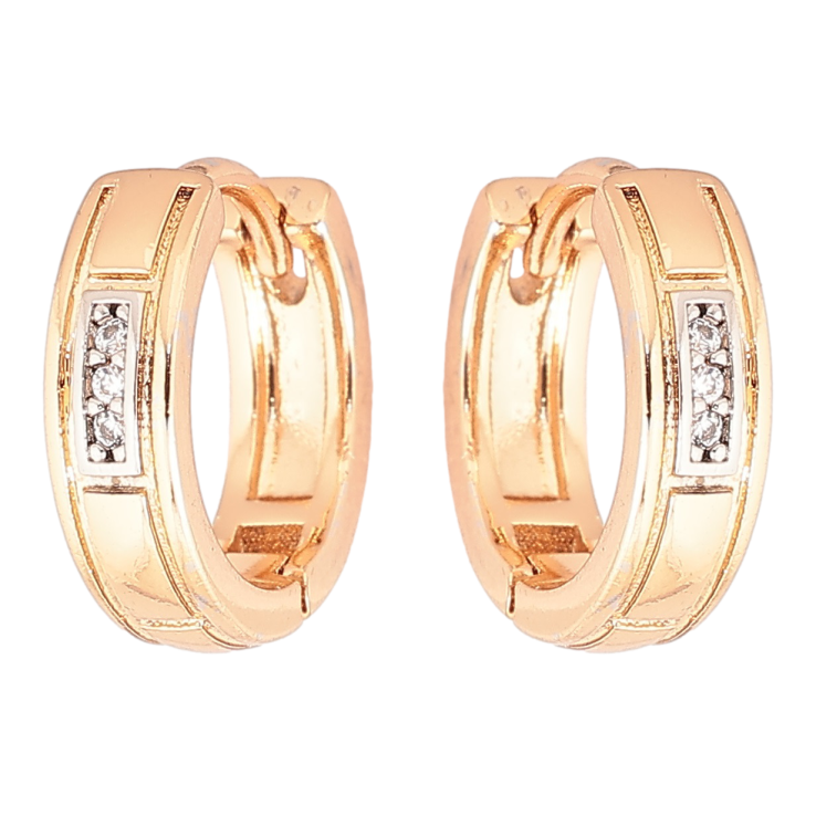 Серьги Xuping Позолота 18K + Родий колечки Узор с цирконием фото №11 Серьги Xuping Позолота 18K + Родий колечки Узор с цирконием фото №11
