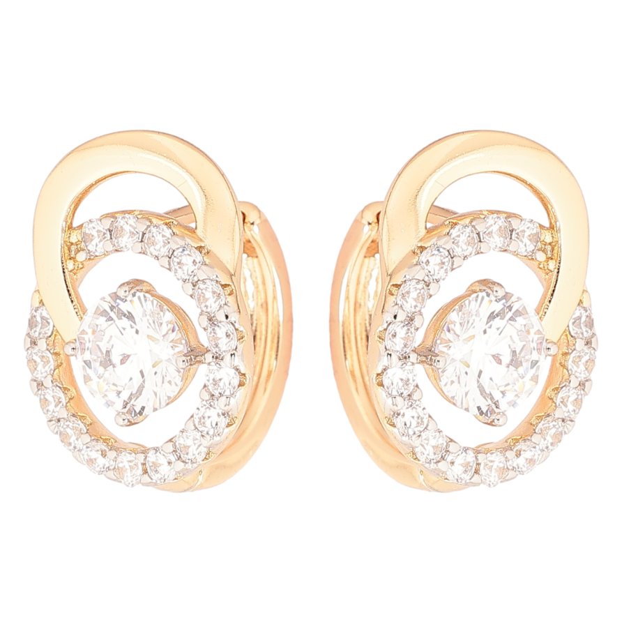 Серьги Xuping Позолота 18K + Родий колечки Узор с цирконием фото №1 Серьги Xuping Позолота 18K + Родий колечки Узор с цирконием фото №1
