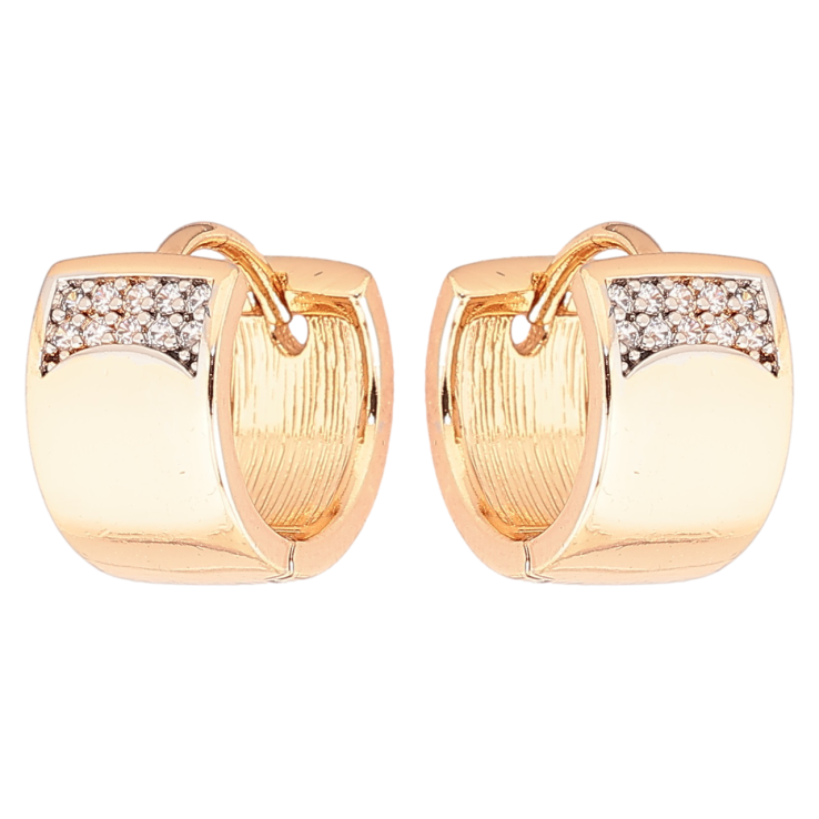 Серьги Xuping Позолота 18K + Родий колечки Узор с цирконием фото №5 Серьги Xuping Позолота 18K + Родий колечки Узор с цирконием фото №5
