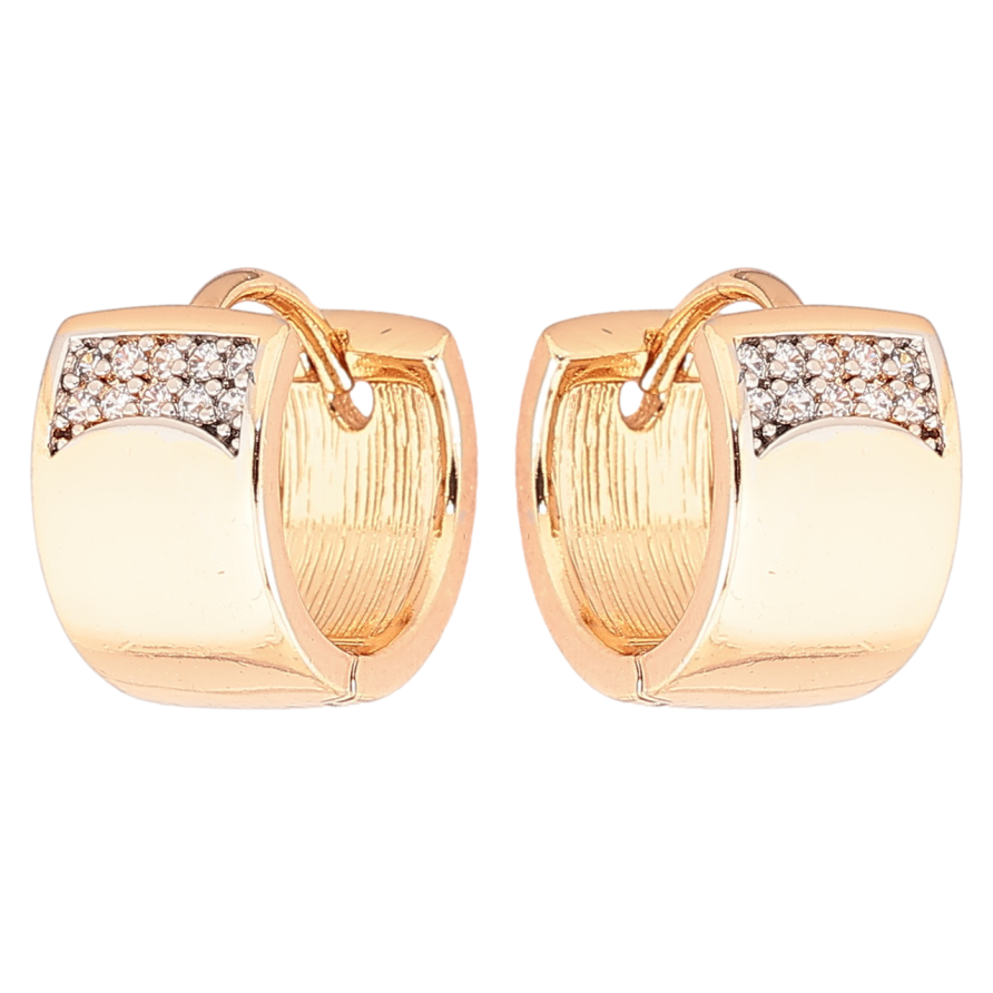 Серьги Xuping Позолота 18K + Родий колечки Узор с цирконием фото №1 Серьги Xuping Позолота 18K + Родий колечки Узор с цирконием фото №1