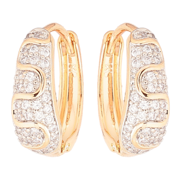 Серьги Xuping Позолота 18K + Родий колечки Инкрустация цирконием фото №3 Серьги Xuping Позолота 18K + Родий колечки Инкрустация цирконием фото №3