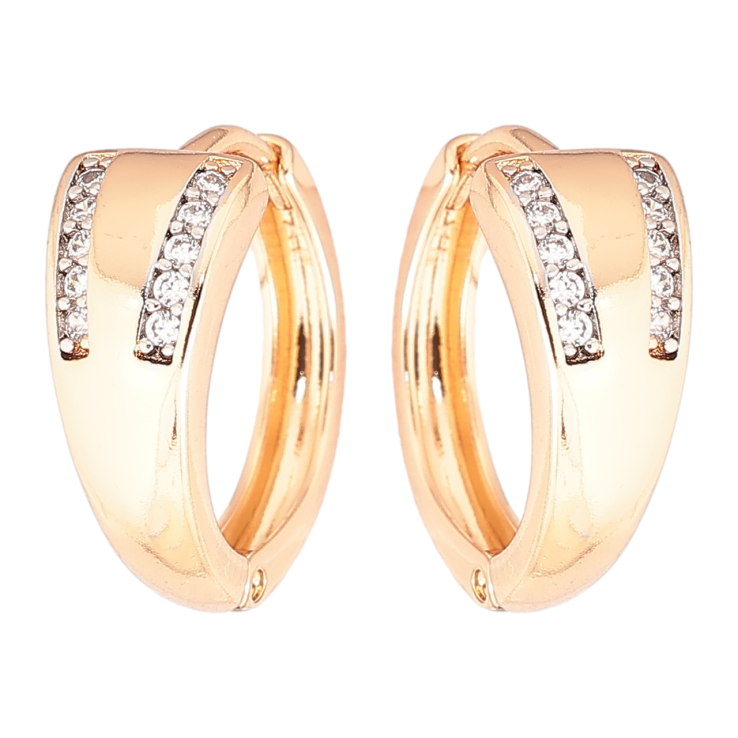 Серьги Xuping Позолота 18K + Родий колечки Узор с цирконием фото №22 Серьги Xuping Позолота 18K + Родий колечки Узор с цирконием фото №22