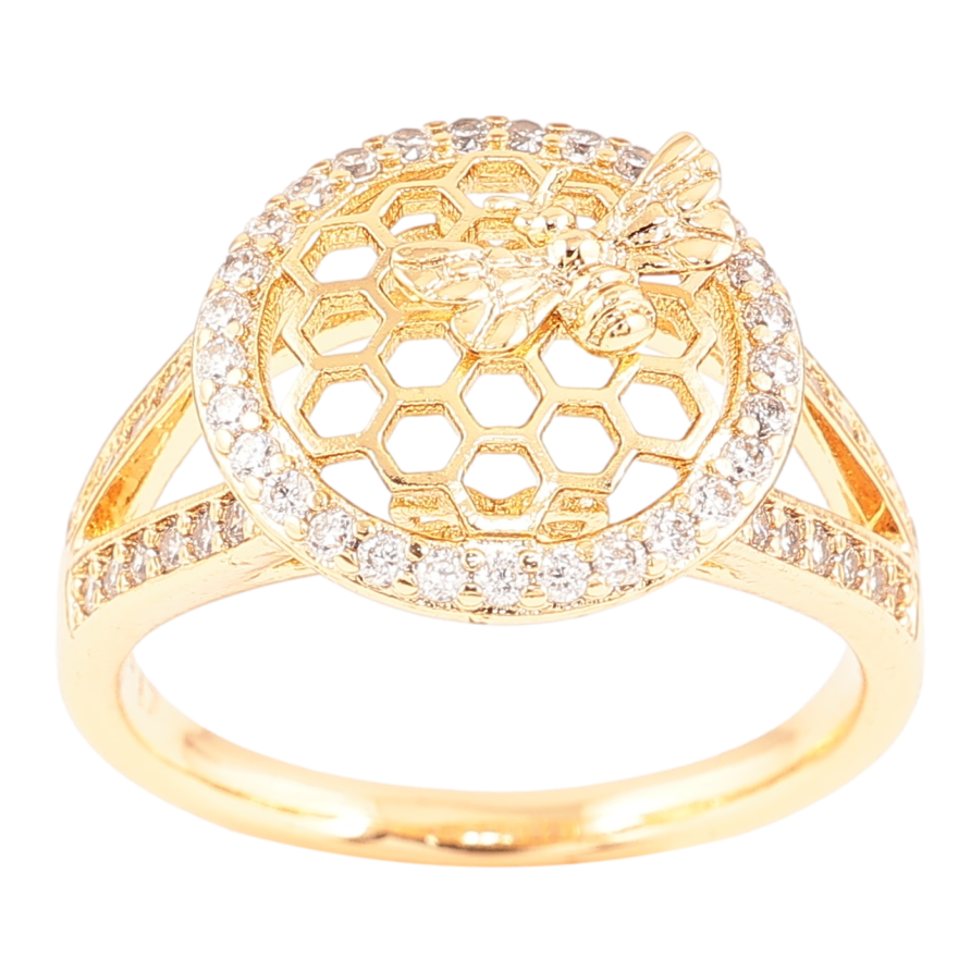 Каблучка Xuping Позолота 18K «Стільники з бджолою» фото №1