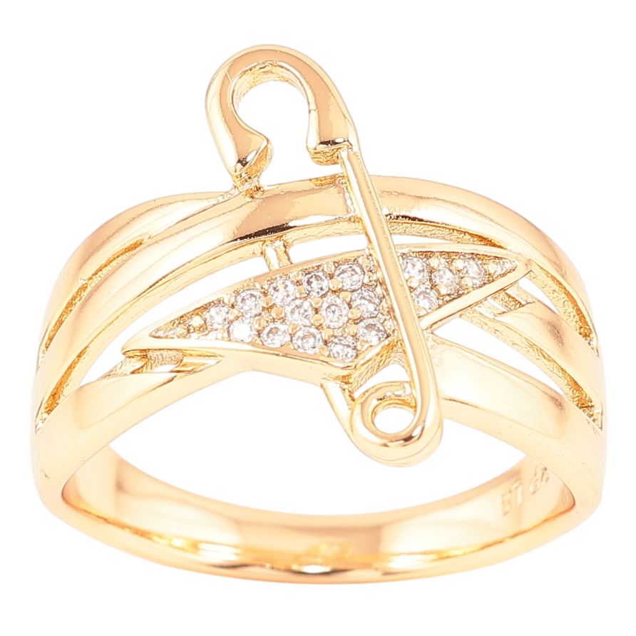 Кольцо Xuping Позолота 18K Узор с булавкой и цирконием фото №1 Кольцо Xuping Позолота 18K Узор с булавкой и цирконием фото №1