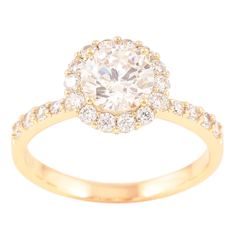 Кольцо Xuping Позолота 18K Фианит в обрамлении циркония фото №14