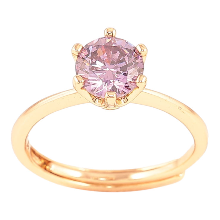 Каблучка Xuping Позолота 18K «Бузковий фіаніт, ø 6мм» фото №9 Каблучка Xuping Позолота 18K «Бузковий фіаніт, ø 6мм» фото №9